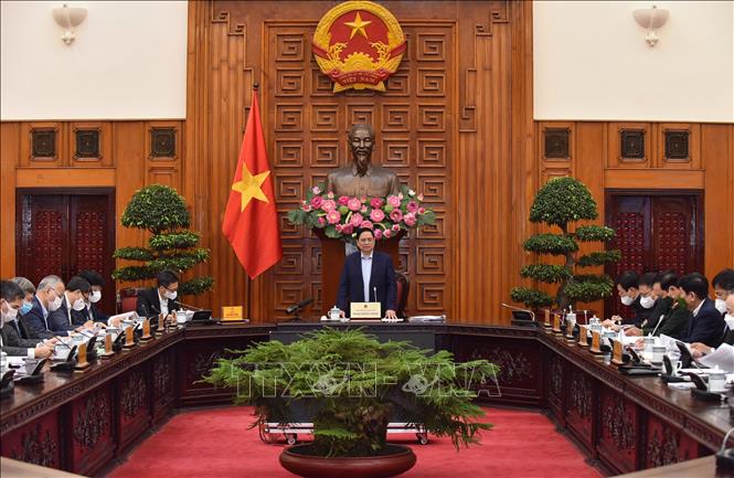 Thủ tướng Phạm Minh Chính phát biểu tại cuộc họp. Ảnh: Dương Giang/TTXVN