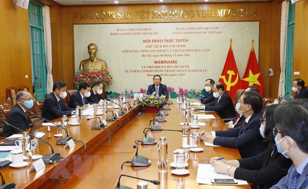 Hội thảo Chủ tịch Hồ Chí Minh với Đảng CS Pháp và thành phố Marseille Quang cảnh Hội thảo trực tuyến. (Ảnh: Phương Hoa/TTXVN)