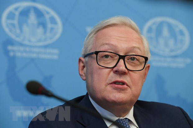 Thứ trưởng Ngoại giao Nga Sergei Ryabkov tại cuộc họp báo ở Moskva, Nga. (Ảnh: AFP/TTXVN)