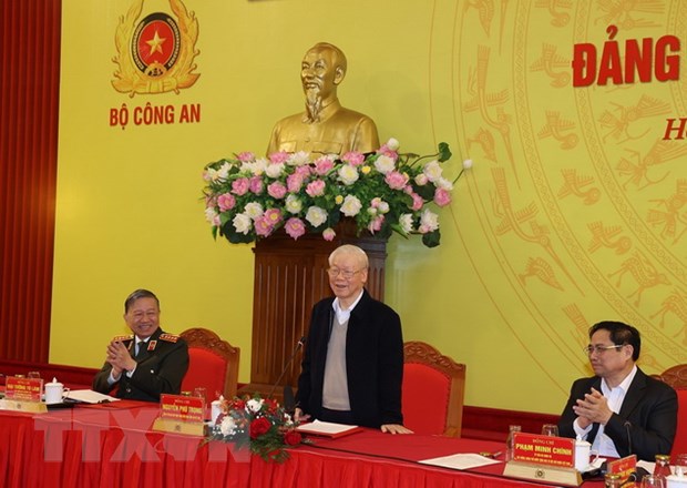 Tổng Bí thư Nguyễn Phú Trọng dự Hội nghị Đảng ủy Công an Trung ương Tổng Bí thư Nguyễn Phú Trọng phát biểu chỉ đạo hội nghị. Ảnh: Trí Dũng/TTXVN