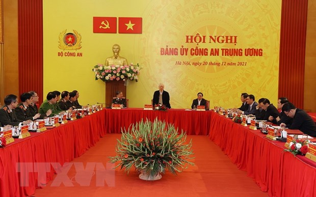Tổng Bí thư Nguyễn Phú Trọng dự Hội nghị Đảng ủy Công an Trung ương Tổng Bí thư Nguyễn Phú Trọng phát biểu chỉ đạo Hội nghị. Ảnh: Trí Dũng/TTXVN