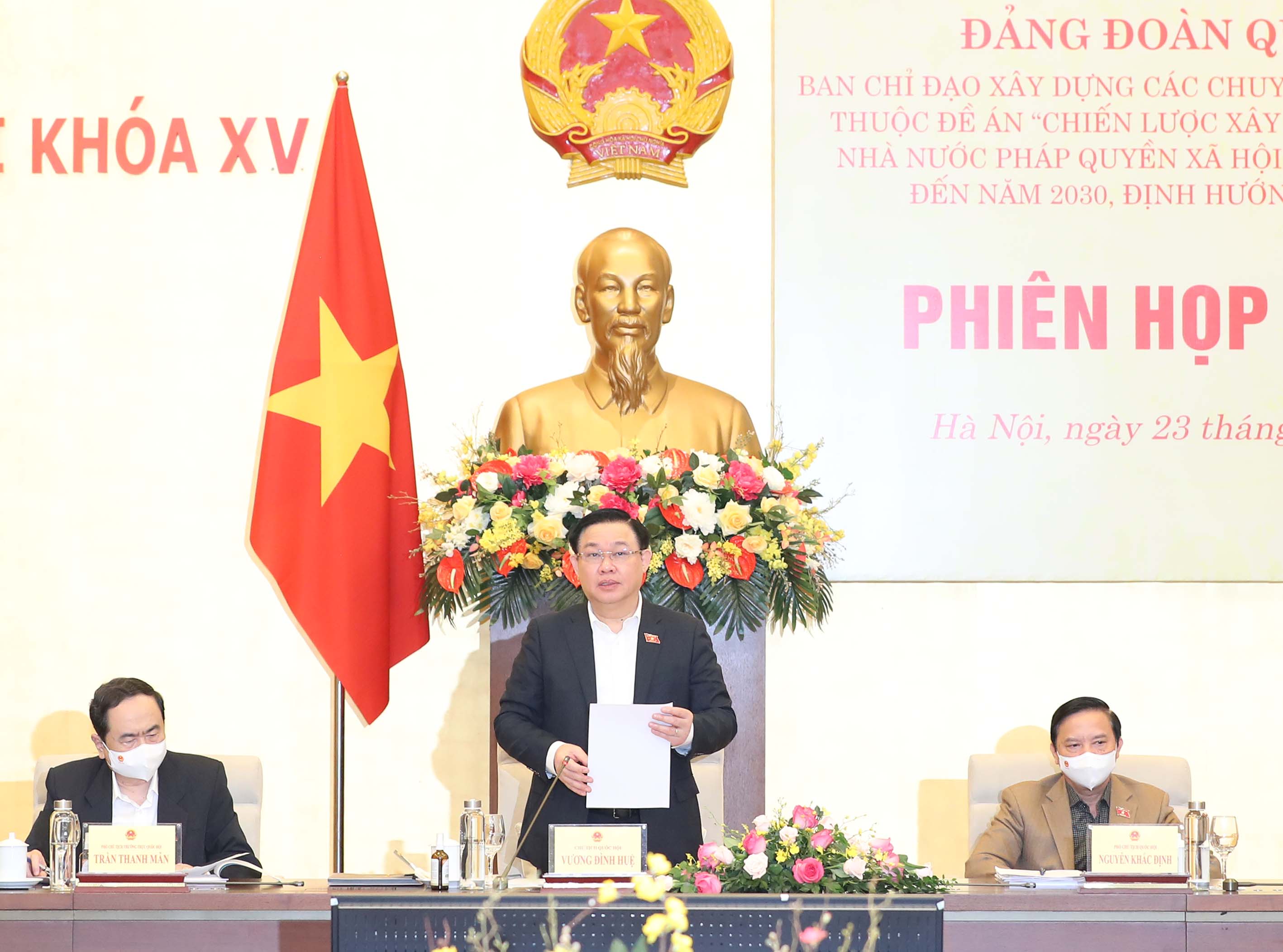 Đổi mới tổ chức, nâng cao chất lượng hoạt động của Quốc hội Chủ tịch Quốc hội Vương Đình Huệ phát biểu chỉ đạo Phiên họp. Ảnh: VGP
