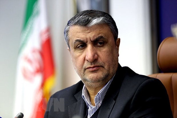 Giám đốc Tổ chức Năng lượng Nguyên tử Iran (AEOI), ông Mohammad Eslami tại một cuộc họp ở Tehran. Ảnh: IRNA/TTXVN
