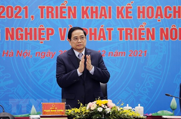 Nông dân là trung tâm, nông nghiệp là động lực, nông thôn là nền tảng Thủ tướng Phạm Minh Chính dự hội nghị. Ảnh: Dương Giang/TTXVN