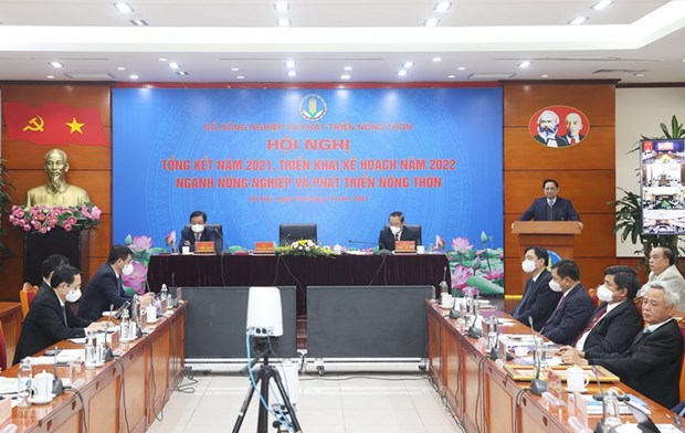 Nông dân là trung tâm, nông nghiệp là động lực, nông thôn là nền tảng Thủ tướng Phạm Minh Chính phát biểu chỉ đạo. Ảnh: Dương Giang/TTXVN