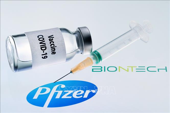 Hình ảnh mô phỏng vaccine ngừa COVID-19 do hai hãng dược phẩm Pfizer của Mỹ và BioNTech của Đức phối hợp bào chế. Ảnh: AFP/TTXVN