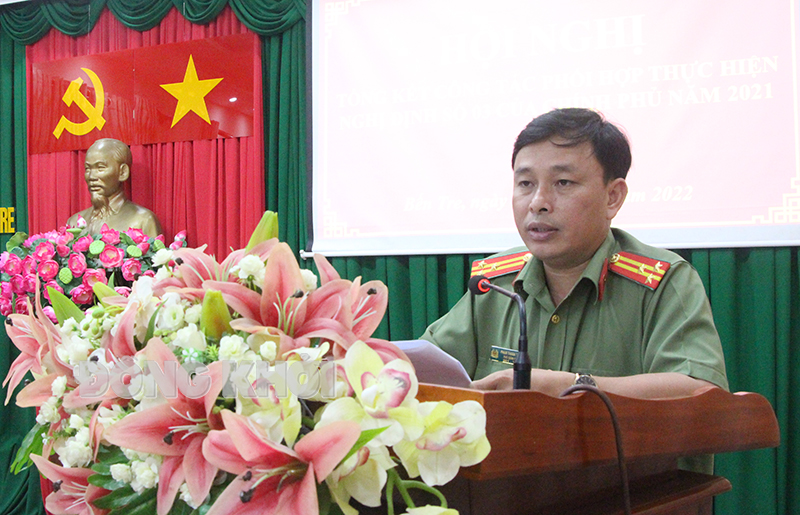 Thượng tá Phạm Thanh Tùng - Phó giám đốc Công an tỉnh kết luận hội nghị.