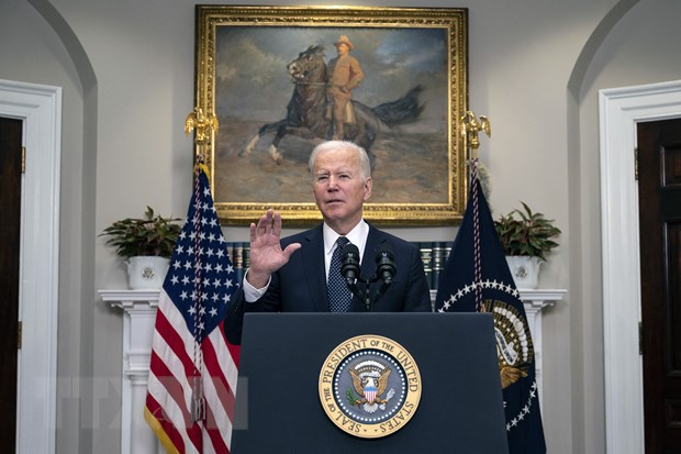 Tổng thống Mỹ Joe Biden phát biểu về căng thẳng tại khu vực miền Đông Ukraine, tại Washington, ngày 18-2-2022. Ảnh: AFP/TTXVN