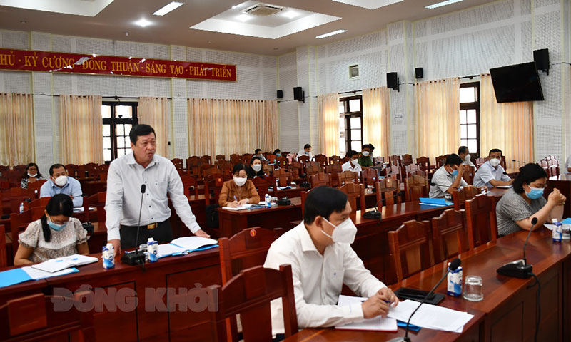 Tiến độ triển khai Dự án cầu Rạch Miễu 2 và chuẩn bị công tác tuyên truyền, vận động Phó Bí thư Thường trực Thành ủy Võ Thanh Hồng phát biểu.