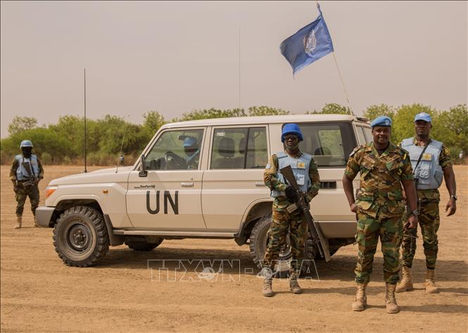 Binh sĩ thuộc Phái bộ Liên hợp quốc tại Nam Sudan tuần tra tại Leer, Nam Sudan. Ảnh tư liệu: AFP/TTXVN