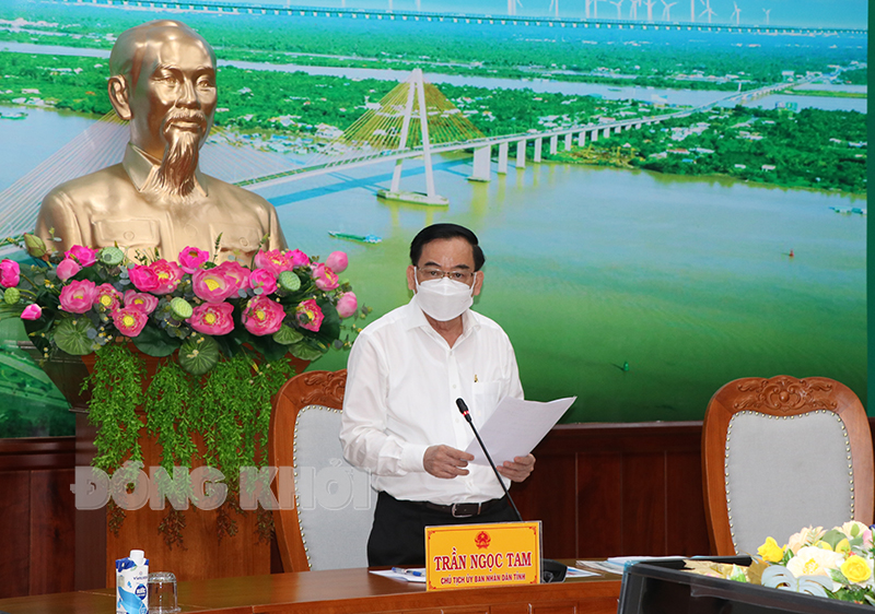 Kiểm tra tổng thể công tác chuẩn bị tổ chức lễ khởi công Dự án đầu tư xây dựng công trình cầu Rạch Miễu 2 Chủ tịch UBND tỉnh Trần Ngọc Tam kết luận tại buổi họp kiểm tra tổng thể.