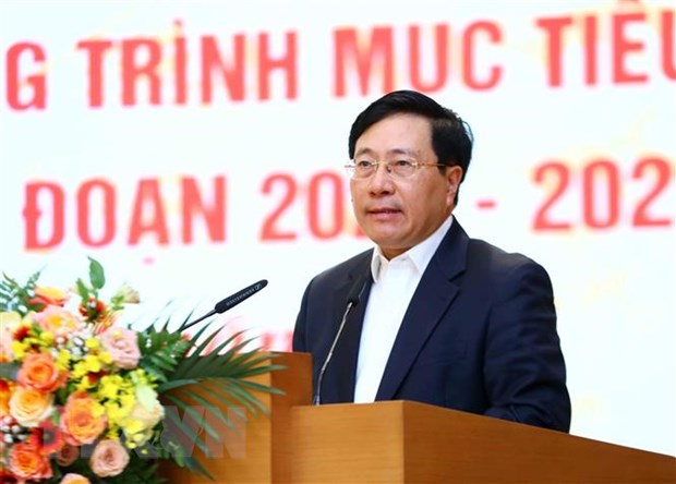 Phó thủ tướng Thường trực Phạm Bình Minh phát biểu tại hội nghị. Ảnh: An Đăng/TTXVN