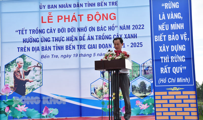 Phó chủ tịch UBND tỉnh Nguyễn Minh Cảnh phát biểu tại lễ phát động.