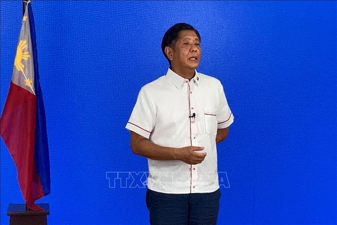 Ông Ferdinand Marcos Jr phát biểu tại cuộc họp báo ở Manila, Philippines, ngày 9-5-2022. Ảnh: AFP/TTXVN