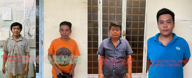 Các đối tượng tại cơ quan công an. Ảnh: Thảo Giang