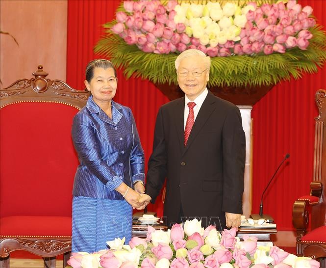Tổng Bí thư Nguyễn Phú Trọng tiếp Phó Chủ tịch Đảng Nhân dân Campuchia (CPP), Phó Thủ tướng Campuchia Men Sam An.