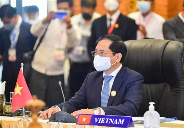 Bộ trưởng Ngoại giao Bùi Thanh Sơn dẫn đầu đoàn Việt Nam tham dự Hội nghị. (Ảnh: TTXVN phát)