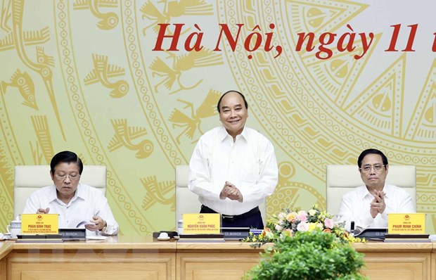 Đổi mới bộ máy hành chính đáp ứng yêu cầu xây dựng Nhà nước pháp quyền Chủ tịch nước Nguyễn Xuân Phúc làm việc với Ban Cán sự Đảng Chính phủ về Đề án xây dựng Nhà nước pháp quyền. (Ảnh: Thống Nhất/TTXVN)