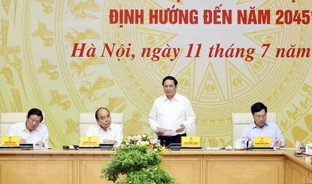 Đổi mới bộ máy hành chính đáp ứng yêu cầu xây dựng Nhà nước pháp quyền Thủ tướng Phạm Minh Chính phát biểu. (Ảnh: Thống Nhất/TTXVN)