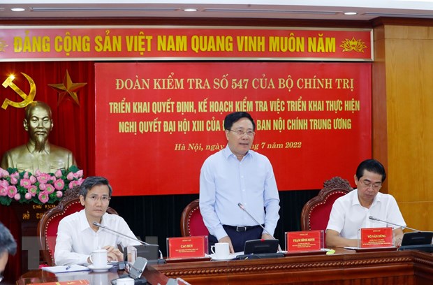 Ông Phạm Bình Minh, Ủy viên Bộ Chính trị, Phó thủ tướng Thường trực Chính phủ, Trưởng đoàn phát biểu chỉ đạo buổi làm việc. Ảnh: Phương Hoa/TTXVN