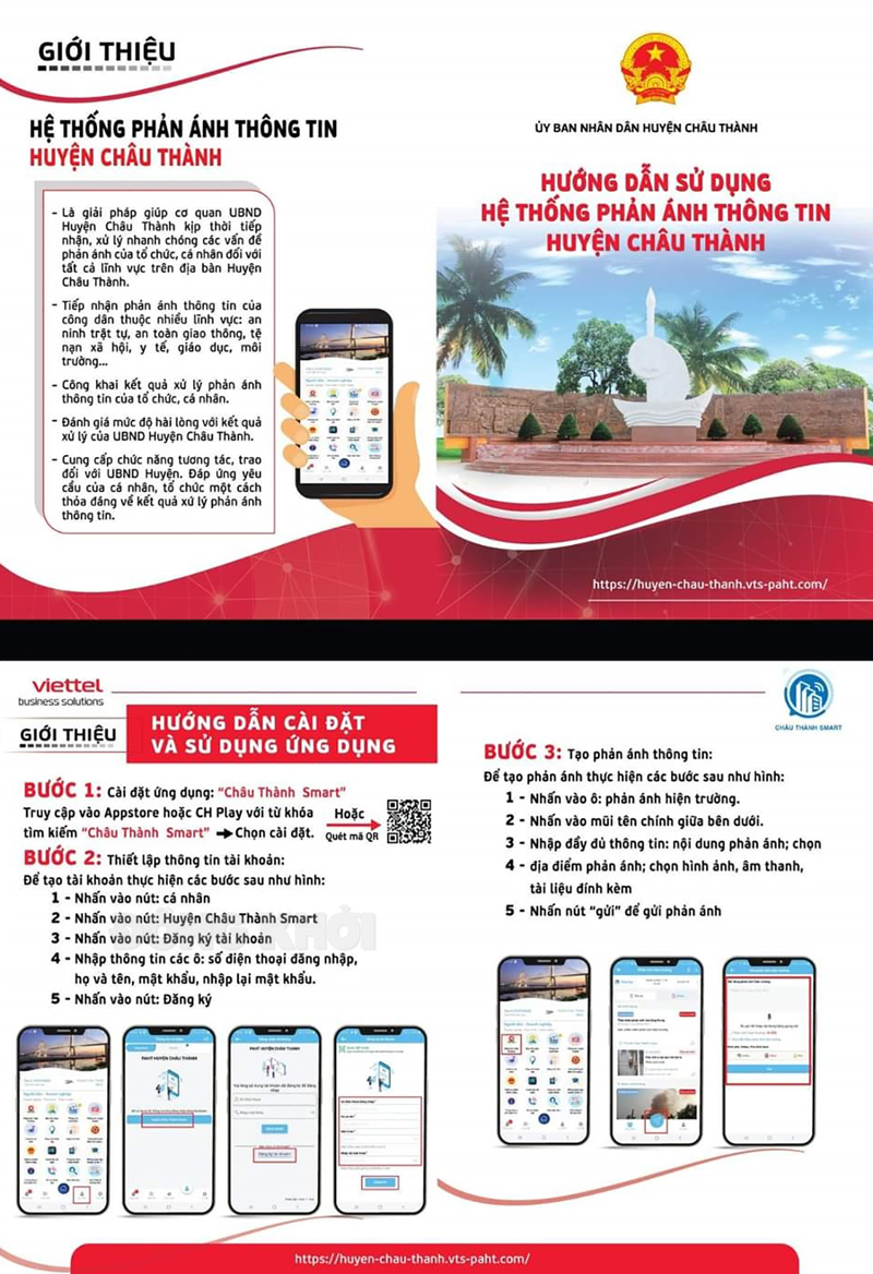 Thông tin hướng dẫn cài đặt ứng dụng “Châu Thành Smart”. Ảnh: T. Đồng