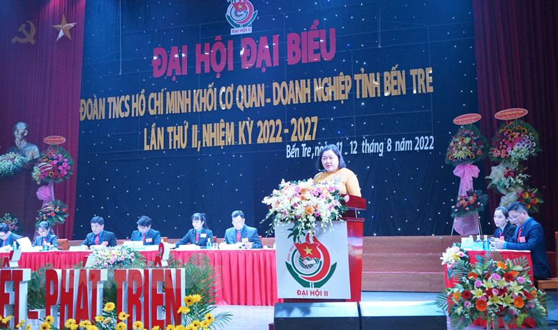 Bí thư Tỉnh đoàn Lâm Như Quỳnh phát biểu tại đại hội.