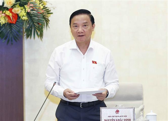 Phó chủ tịch Quốc hội Nguyễn Khắc Định phát biểu. Ảnh: Doãn Tấn/TTXVN