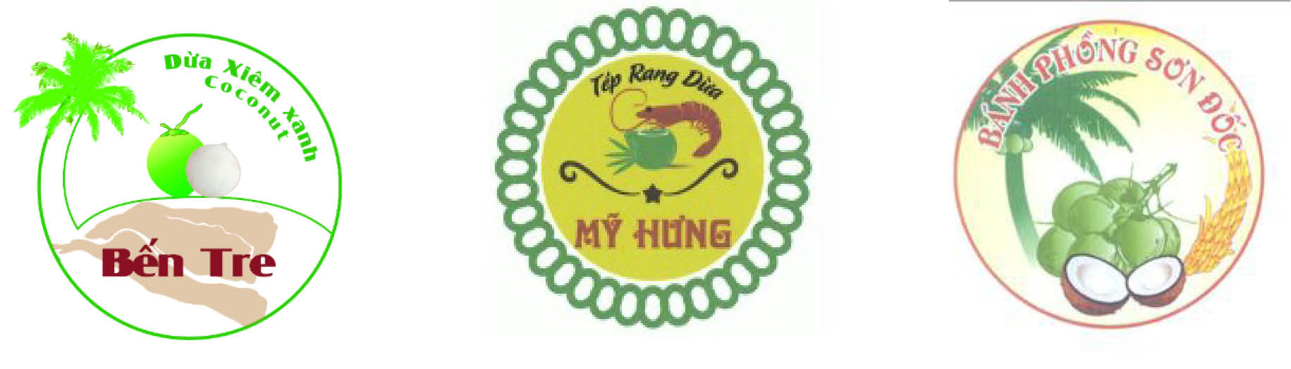 Một số nhãn hiệu sản phẩm ẩm thực dừa Bến Tre đã được bảo hộ.