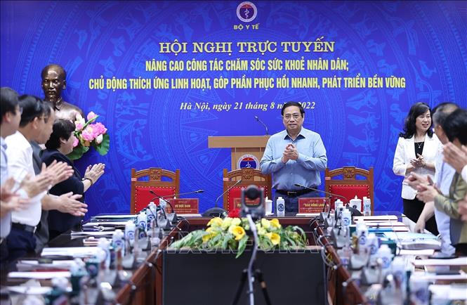Thủ tướng dự hội nghị về nâng cao công tác chăm sóc sức khỏe nhân dân Thủ tướng Phạm Minh Chính chủ trì Hội nghị trực tuyến toàn quốc về công tác nâng cao công tác chăm sóc sức khoẻ nhân dân. Ảnh: Dương Giang/TTXVN