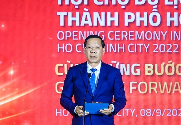 Khai mạc Hội chợ Du lịch quốc tế TP Hồ Chí Minh năm 2022 Ông Phan Văn Mãi, Chủ tịch UBND TP Hồ Chí Minh phát biểu tại lễ khai mạc Hội chợ ITE HCMC 2022.
