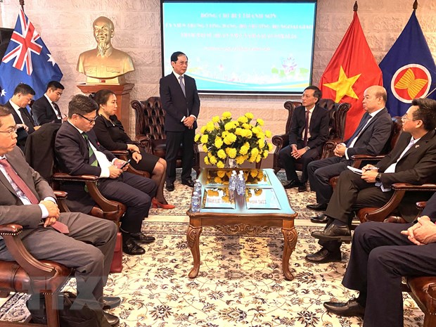 Quan hệ Việt Nam-Australia khăng khít trước dấu mốc 50 năm quan hệ Bộ trưởng Ngoại giao Bùi Thanh Sơn phát biểu tại Lễ kỷ niệm. (Ảnh: Nguyễn Minh/TTXVN)