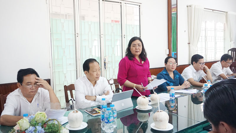 Phó bí thư Thường trực Tỉnh ủy - Chủ tịch HĐND tỉnh Hồ Thị Hoàng Yến phát biểu tại buổi làm việc.