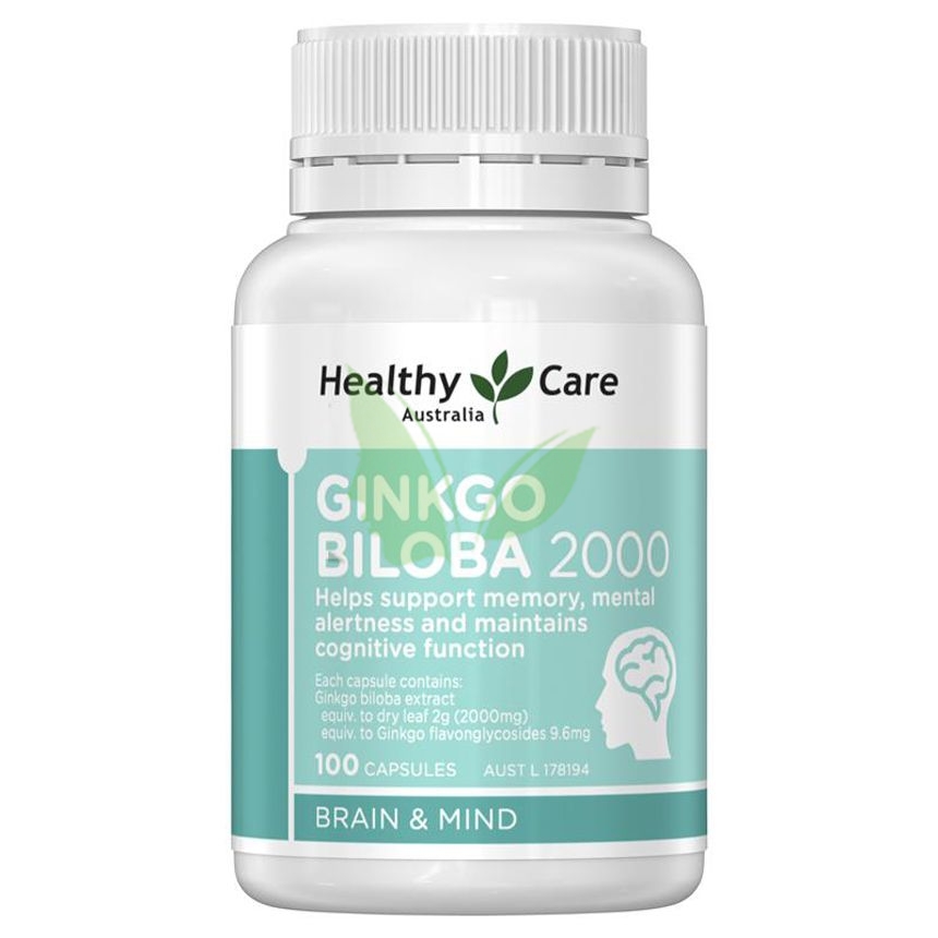 Viên bổ não Healthy Care Ginkgo Biloba 2000mg hộp 100 viên.