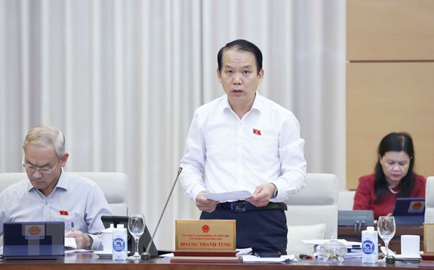 Bảo đảm tính nhất quán, ổn định trong sắp xếp các đơn vị hành chính Chủ nhiệm Ủy ban Pháp luật của Quốc hội Hoàng Thanh Tùng trình bày báo cáo thẩm tra. Ảnh: Doãn Tấn/TTXVN