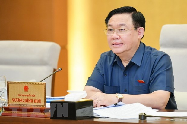 Bảo đảm tính nhất quán, ổn định trong sắp xếp các đơn vị hành chính Chủ tịch Quốc hội Vương Đình Huệ phát biểu. Ảnh: Doãn Tấn/TTXVN