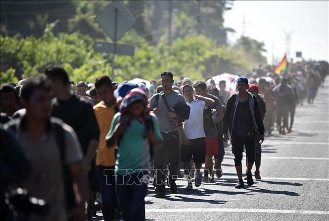 Người di cư di chuyển từ Ciudad Hidalgo tới Tapachula, bang Chiapas (Mexico) trong hành trình tới Mỹ ngày 23-1-2020. Ảnh tư liệu: AFP/TTXVN
