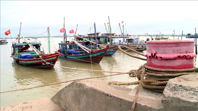 Bão Noru gây ảnh hưởng tới vùng biển phía Đông khu vực Bắc và giữa Biển Đông Tàu thuyền vào neo đậu, tránh trú bão tại khu vực Cửa Hội, thị xã Cửa Lò (Nghệ An). Ảnh: Tá Chuyên/TTXVN