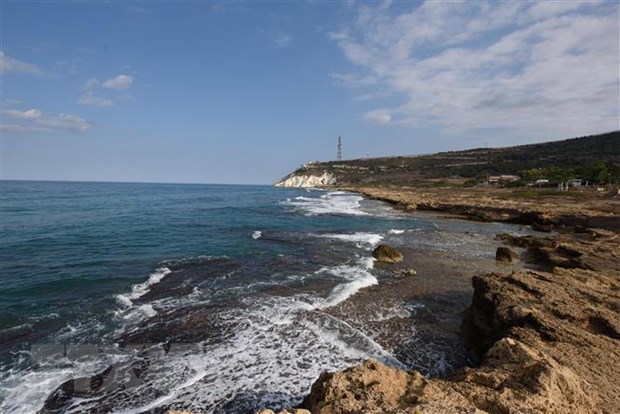 Vùng biển ở phía bắc Rosh Hanikra (Israel) trên Địa Trung Hải, gần hải giới với Liban, ngày 7-10-2022. (Ảnh: THX/ TTXVN)