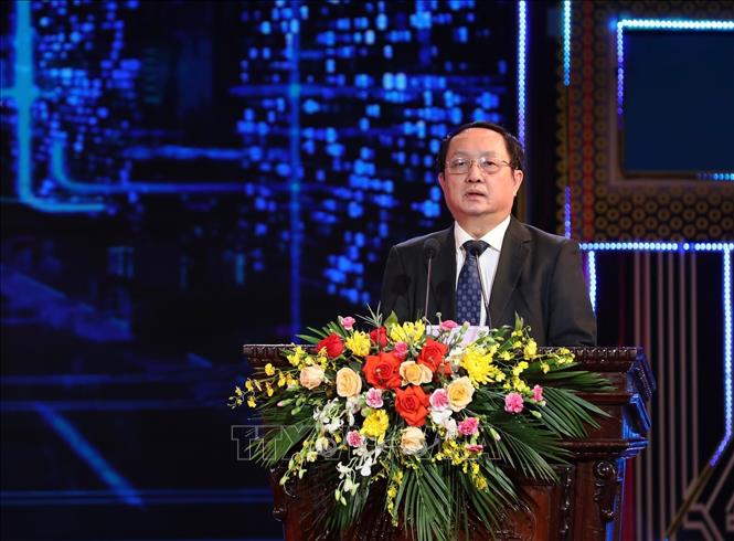 Lễ trao Giải thưởng Sáng tạo Khoa học Công nghệ Việt Nam năm 2021 Bộ trưởng Bộ Khoa học và Công nghệ Huỳnh Thành Đạt phát động Giải thưởng Sáng tạo khoa học công nghệ Việt Nam năm 2022. Ảnh: Hoàng Hiếu/TTXVN