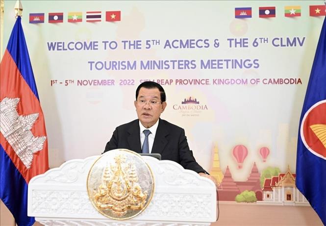 Thủ tướng Campuchia chủ trì Hội nghị Bộ trưởng ACMECS và Hội nghị Bộ trưởng Du lịch CLMV Thủ tướng Campuchia Samdech Techo Hun Sen phát biểu khai mạc Hội nghị.