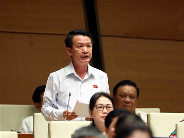 Không bỏ lọt, bỏ sót đối tượng vi phạm để chuyển cơ quan điều tra Đại biểu Quốc hội tỉnh Quảng Bình Trần Quang Minh tham gia tranh luận tại phiên chất vấn. Ảnh: Phạm Kiên/TTXVN