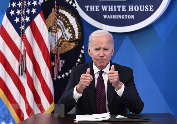 Tổng thống Joe Biden phát biểu tại Washington, DC, Mỹ. (Ảnh: AFP/TTXVN)