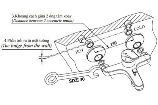 Bảng vẽ hướng dẫn lắp đặt vòi sen