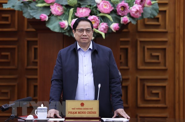 Thủ tướng Phạm Minh Chính chủ trì họp Thường trực Chính phủ về chính sách tài khóa, tiền tệ. (Ảnh: Dương Giang/TTXVN)