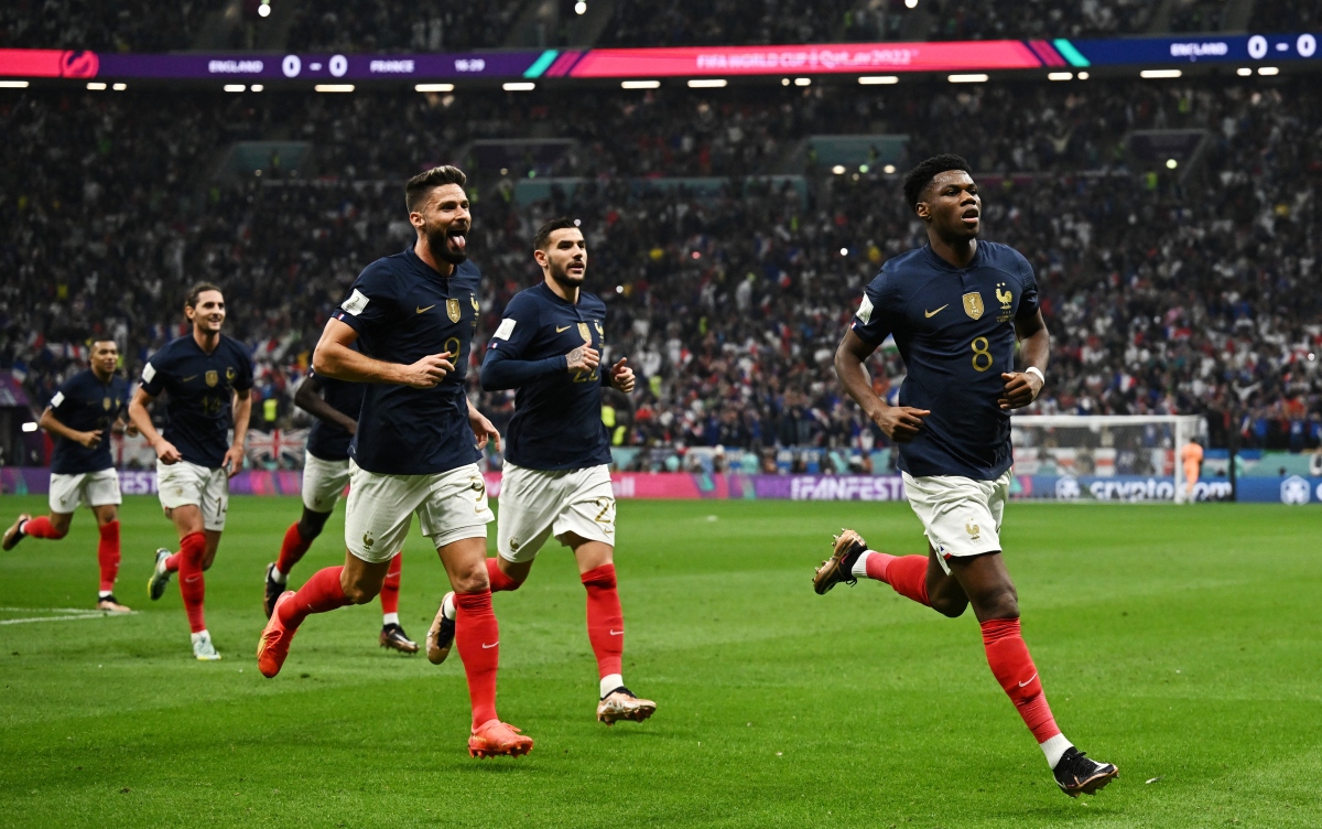 Anh cay đắng nhìn Pháp vào bán kết World Cup 2022, Bồ Đào Nha bị loại Khoảnh khắc ghi bàn của Tchouameni tạo nên sự khác biệt trong hiệp 1. Ảnh: Reuters