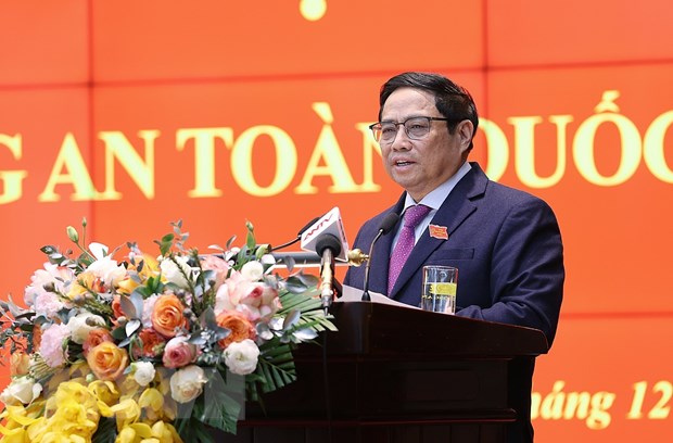 Xây dựng người công an nhân dân có trái tim nóng, cái đầu lạnh Thủ tướng Phạm Minh Chính phát biểu chỉ đạo Hội nghị Công an toàn quốc. Ảnh: Dương Giang/TTXVN