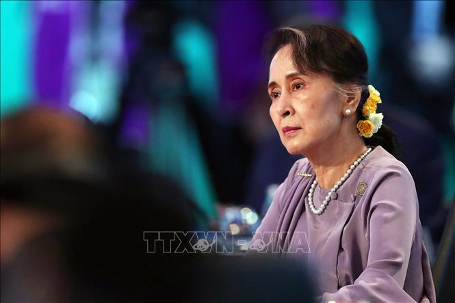 Bà Aung San Suu Kyi khi giữ chức Cố vấn nhà nước Myanmar đã dự một hội nghị ở Sydney, Australia, ngày 18-3-2018. Ảnh tư liệu: AFP/TTXVN