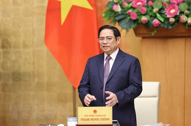 Thủ tướng Phạm Minh Chính chủ trì Phiên họp Chính phủ thường kỳ tháng 3. Ảnh: Dương Giang/TTXVN