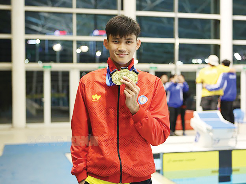 “Gương mặt vàng” của đường đua xanh Vận động viên Phạm Thanh Bảo đoạt 3 huy chương vàng tại Đại hội Thể thao toàn quốc lần thứ IX năm 2022. Ảnh: CTV