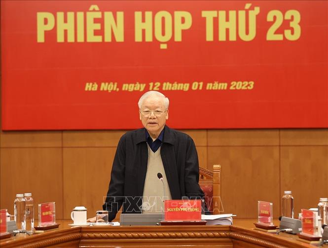 Phiên họp thứ 23 của Ban Chỉ đạo Trung ương về phòng, chống tham nhũng, tiêu cực Tổng Bí thư Nguyễn Phú Trọng phát biểu kết luận cuộc họp. Ảnh: Trí Dũng/TTXVN